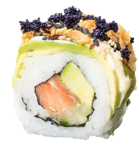 Salmon Dragon Roll<img src="//cdn.sitedish.nl/nieuw_design/img/allergies/Egg.svg" alt="Ei" data-toggle="tooltip" data-placement="bottom" title="" data-original-title="Ei"> <img src="//cdn.sitedish.nl/nieuw_design/img/allergies/Wheat.svg" alt="Gluten" data-toggle="tooltip" data-placement="bottom" title="" data-original-title="Gluten"> <img src="//cdn.sitedish.nl/nieuw_design/img/allergies/Milk.svg" alt="Melk" data-toggle="tooltip" data-placement="bottom" title="" data-original-title="Melk"> <img src="//cdn.sitedish.nl/nieuw_design/img/allergies/Sesame.svg" alt="Sesam" data-toggle="tooltip" data-placement="bottom" title="" data-original-title="Sesam"> <img src="//cdn.sitedish.nl/nieuw_design/img/allergies/Fish.svg" alt="Vis" data-toggle="tooltip" data-placement="bottom" title="" data-original-title="Vis"> 