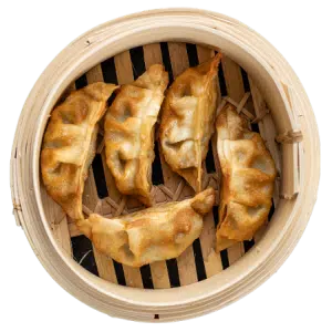 Fried Chicken Gyoza<img src="//cdn.sitedish.nl/nieuw_design/img/allergies/Wheat.svg" alt="Gluten" data-toggle="tooltip" data-placement="bottom" title="" data-original-title="Gluten"> <img src="//cdn.sitedish.nl/nieuw_design/img/allergies/Sesame.svg" alt="Sesam" data-toggle="tooltip" data-placement="bottom" title="" data-original-title="Sesam"> <img src="//cdn.sitedish.nl/nieuw_design/img/allergies/Soya.svg" alt="Soja" data-toggle="tooltip" data-placement="bottom" title="" data-original-title="Soja"> 
